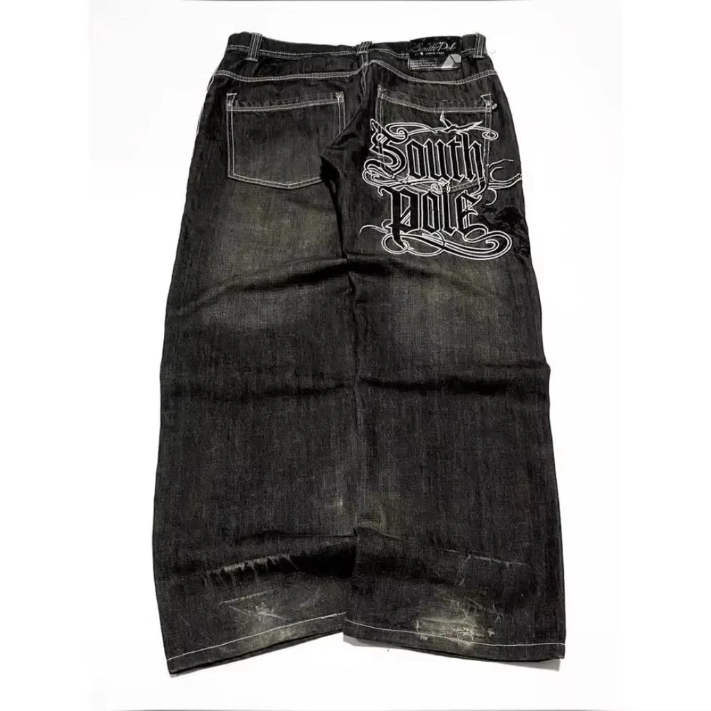 American Street Trend Letter Embroidered Loose Jeans
