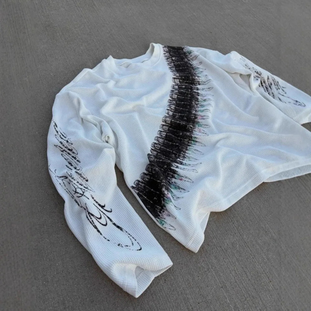 Long Sleeve Waffle Print