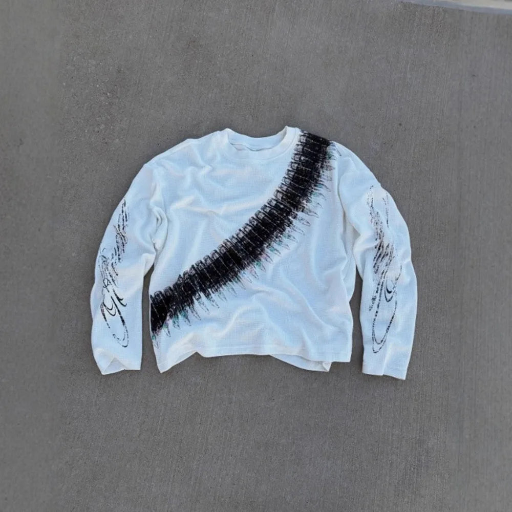 Long Sleeve Waffle Print