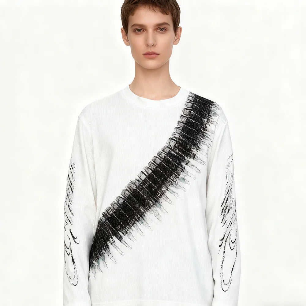 Long Sleeve Waffle Print