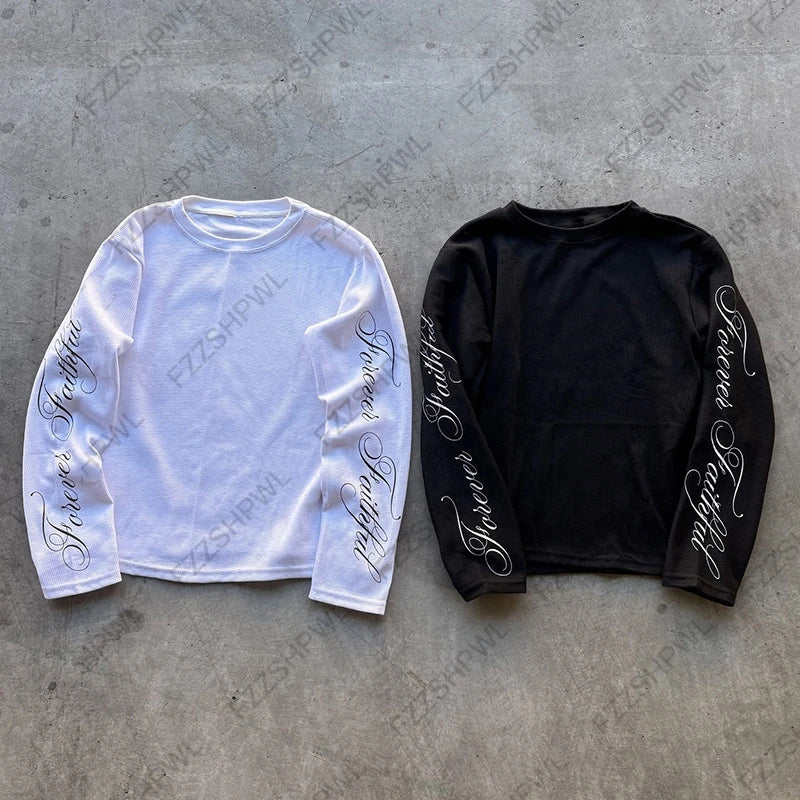 O-Neck Hip Hop Y2k Long sleeve Top Harajuku Letter Print