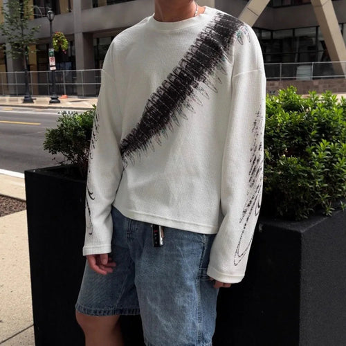 Long Sleeve Waffle Print