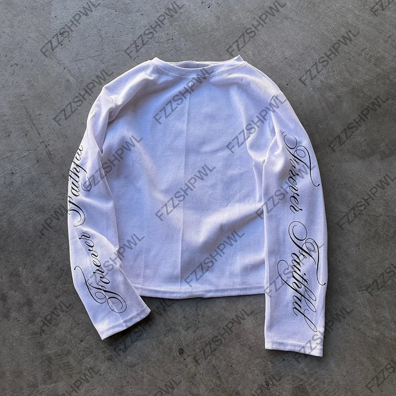 O-Neck Hip Hop Y2k Long sleeve Top Harajuku Letter Print